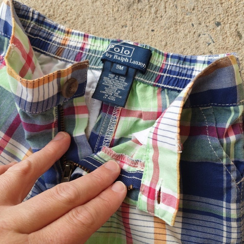ralph lauren Baby Boy's 9 Months Bright Check Tartan plaid Classic Cotton Shorts - Picture 11 of 13